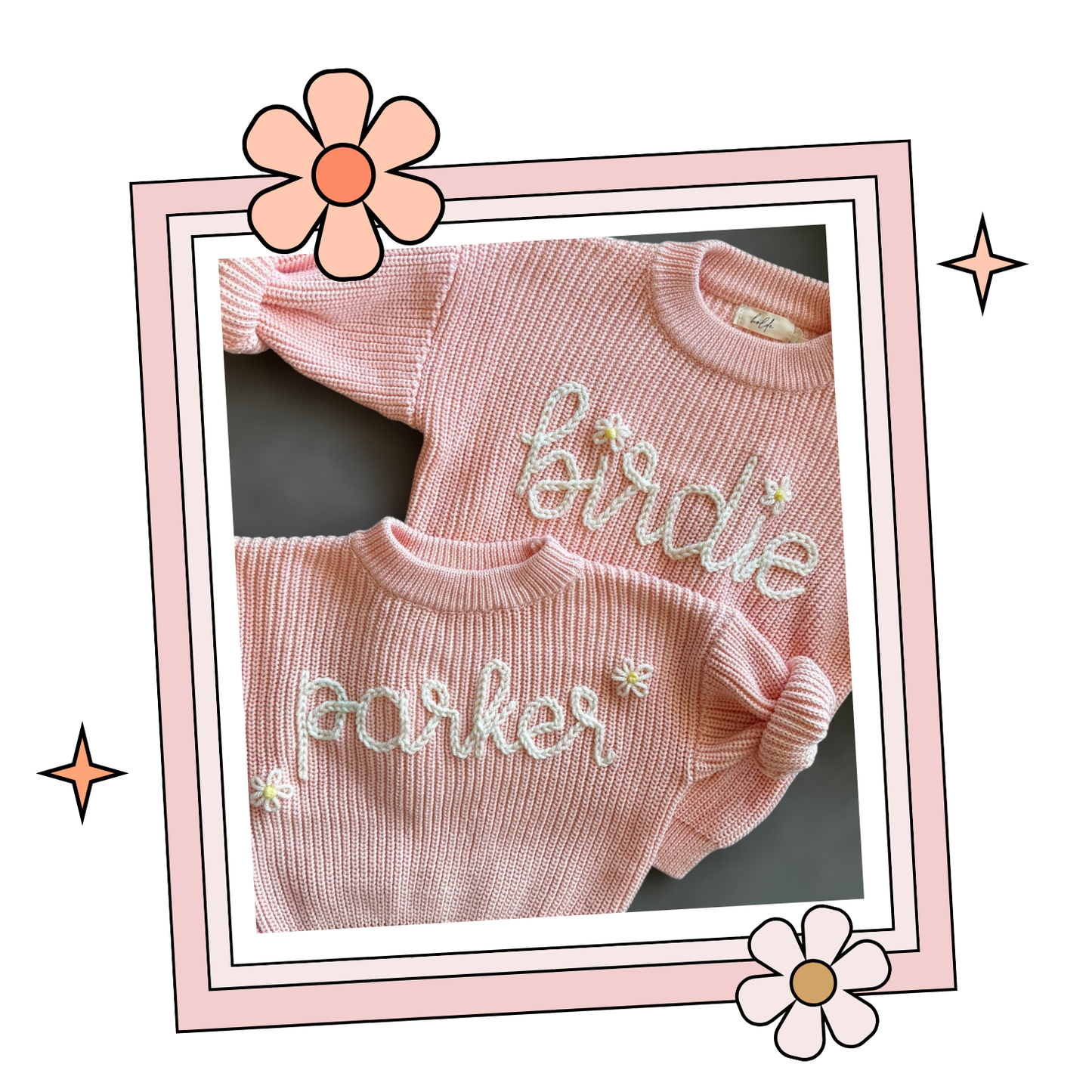 Custom Embroidered Sweater - Dark Apricot
