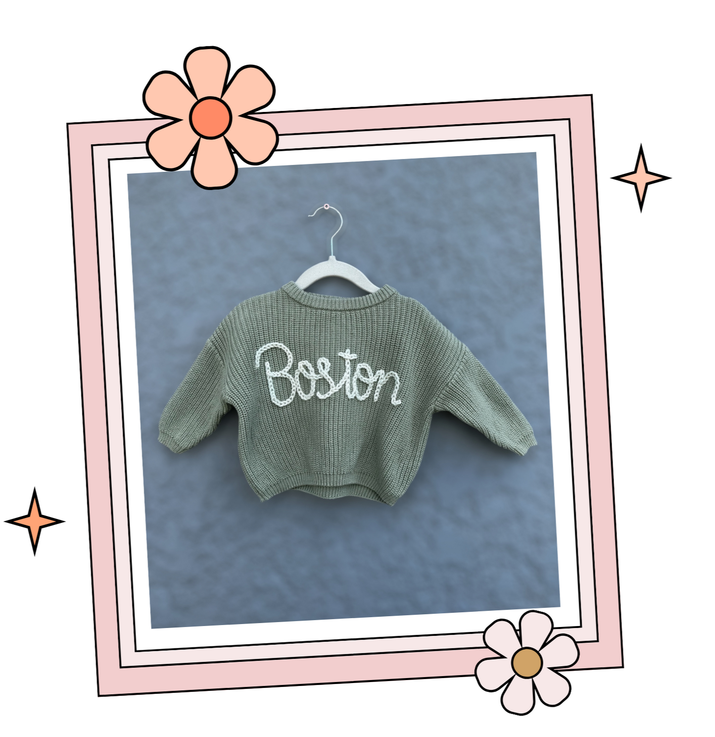 Custom Embroidered Sweater - Dark Apricot