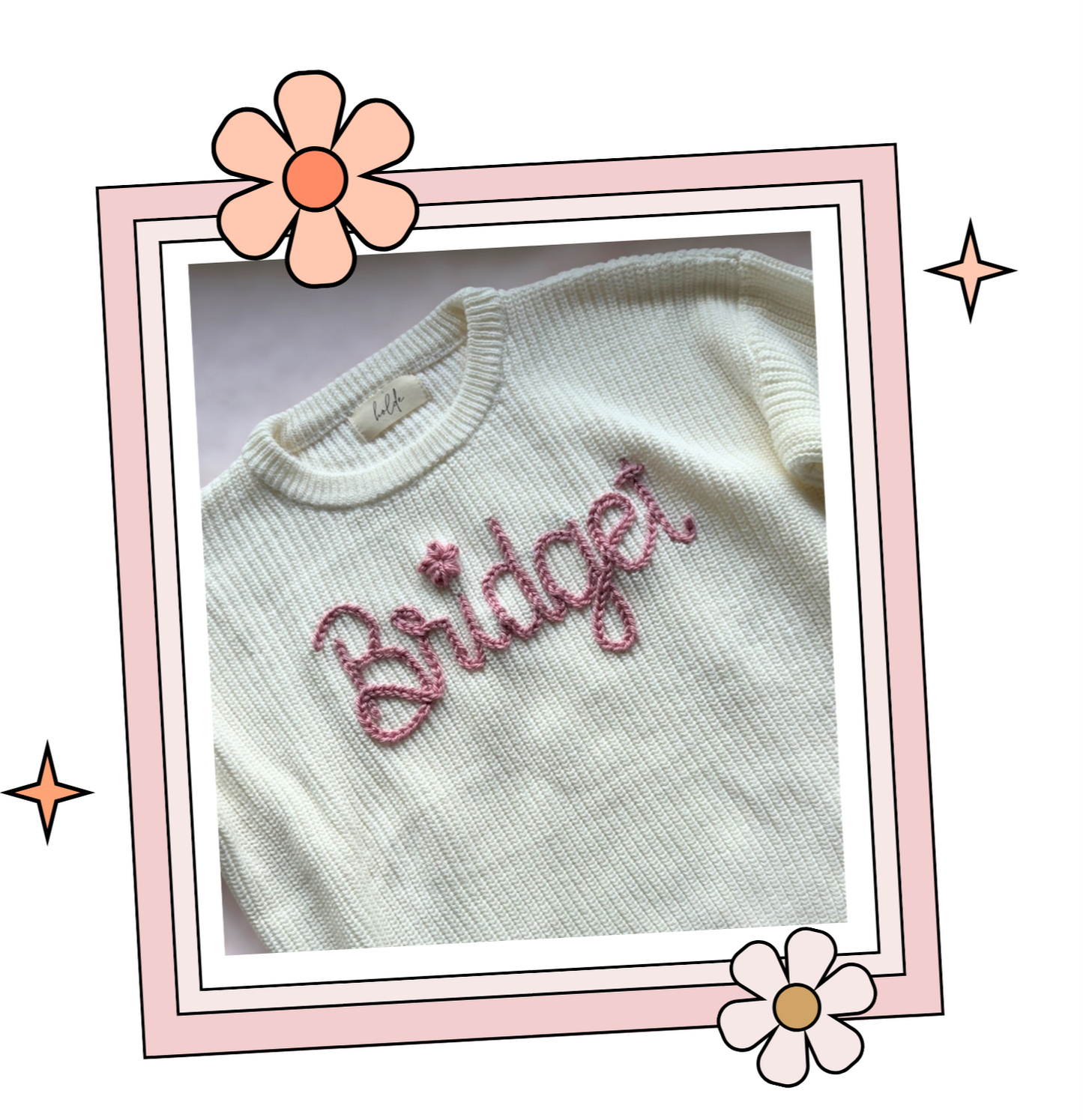 Custom Embroidered Sweater - Dark Apricot
