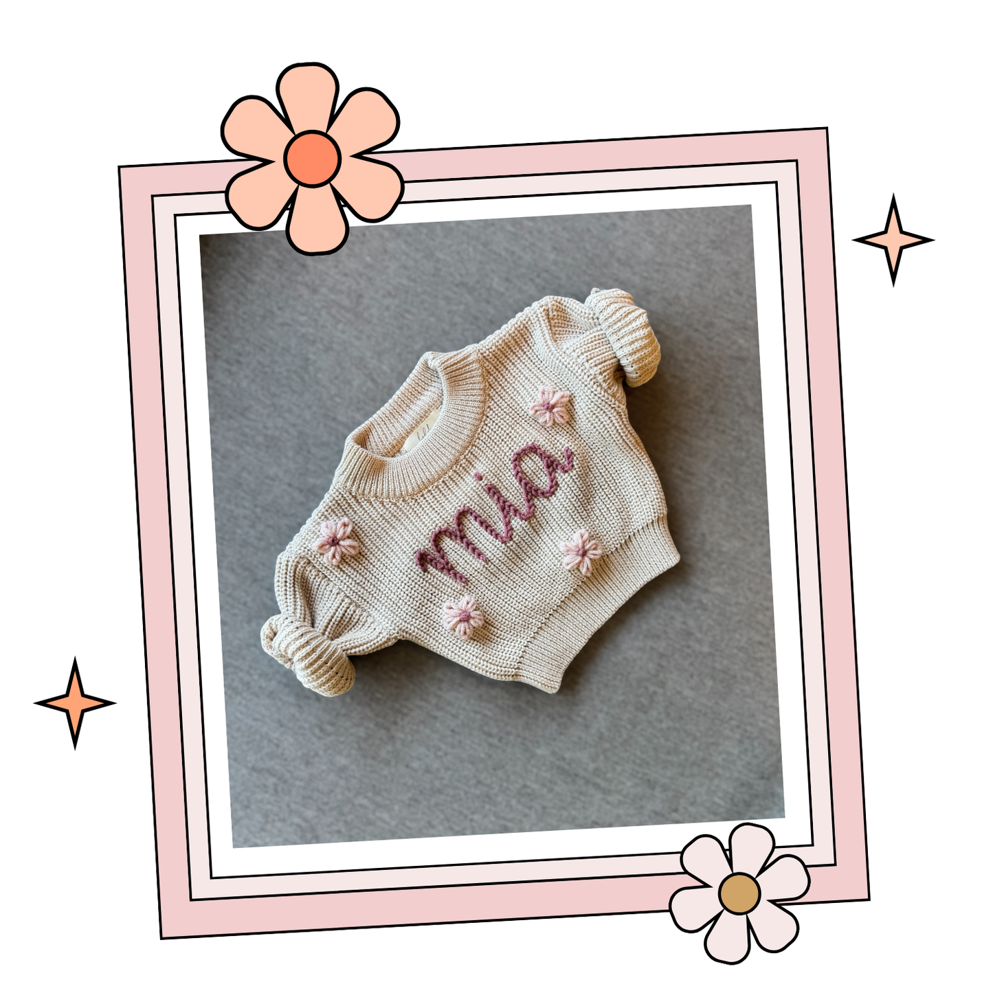 Custom Embroidered Sweater - Cafe Au Lait