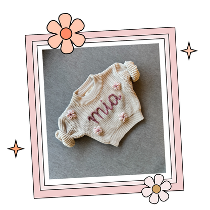 Custom Embroidered Sweater - Cafe Au Lait