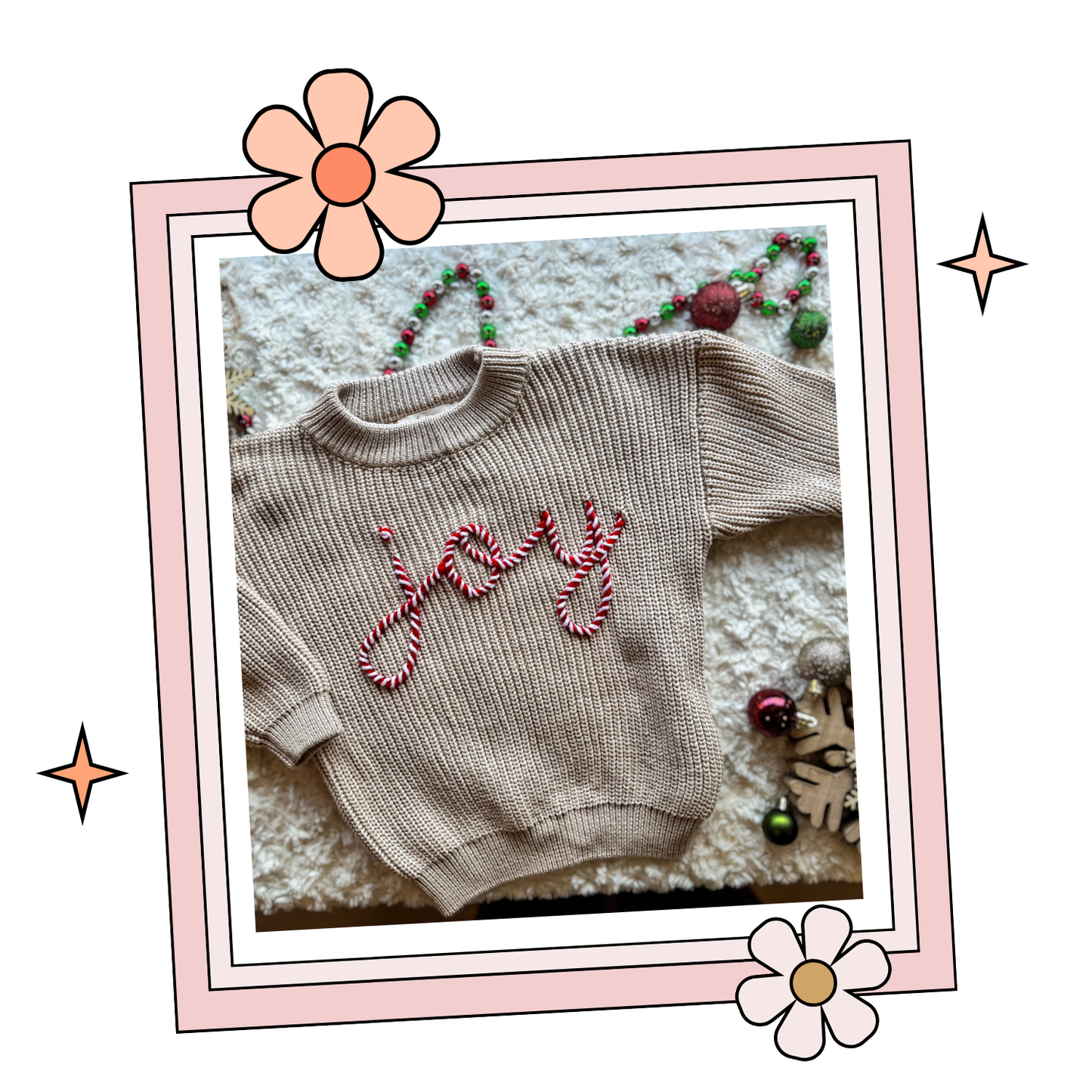 Custom Embroidered Sweater - Cafe Au Lait