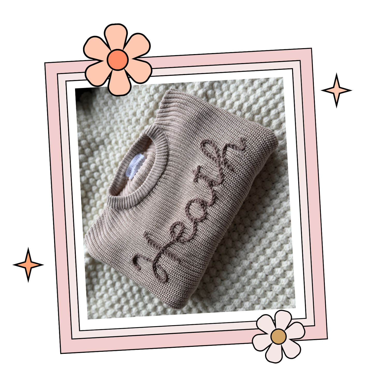 Custom Embroidered Sweater - Cafe Au Lait