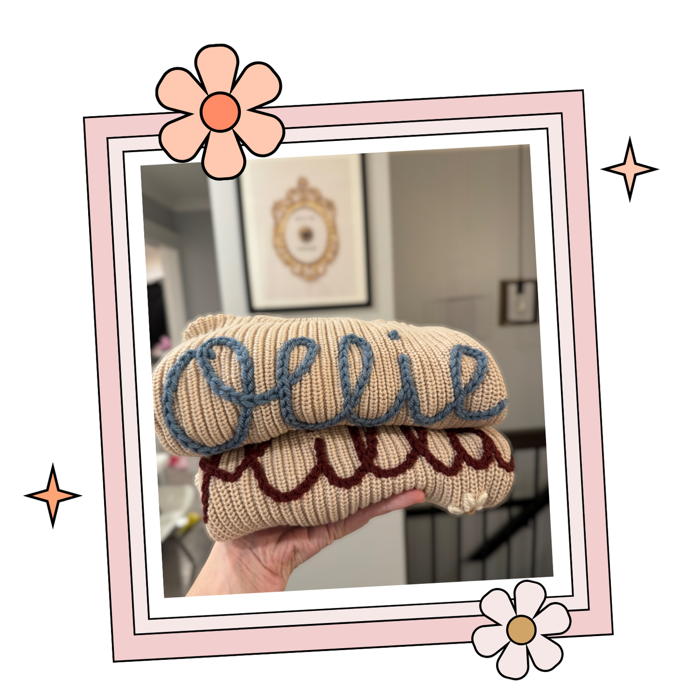 Custom Embroidered Sweater - Cafe Au Lait