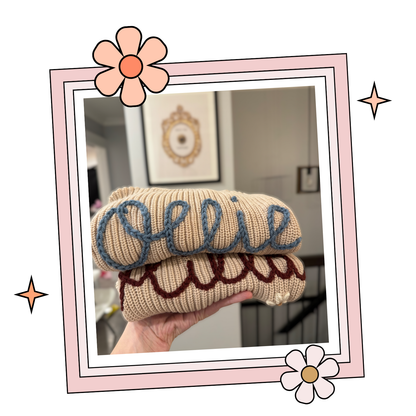 Custom Embroidered Sweater - Cafe Au Lait