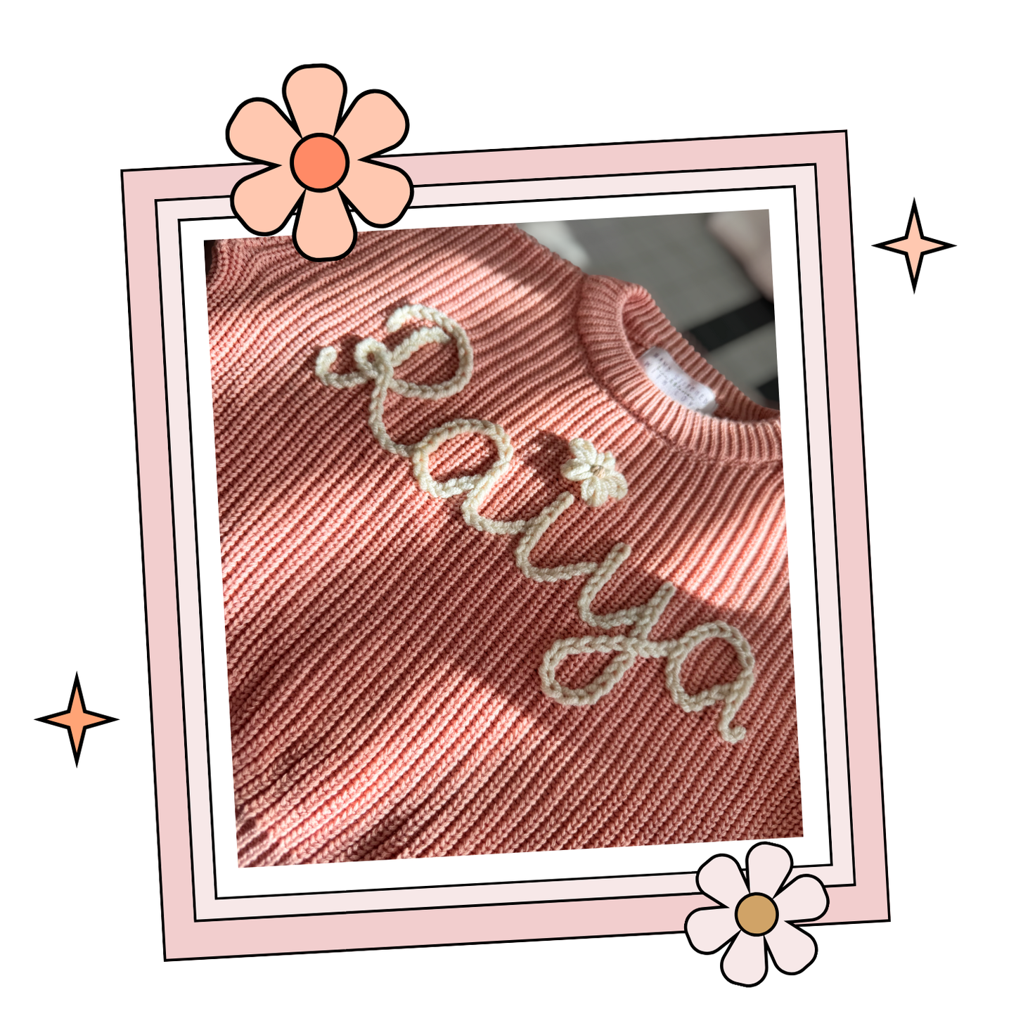 Custom Embroidered Sweater - Dark Apricot