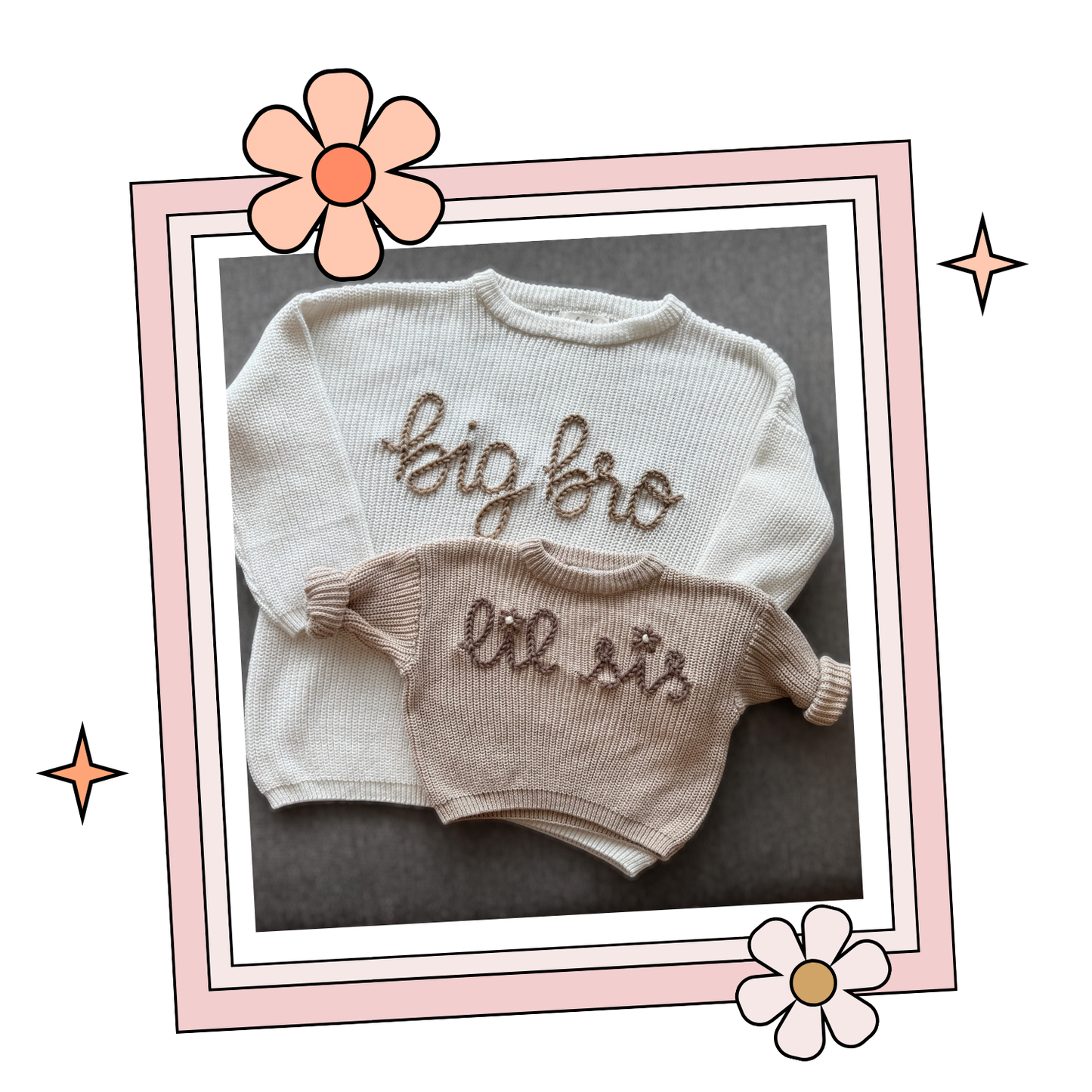 Custom Embroidered Sweater - Cafe Au Lait