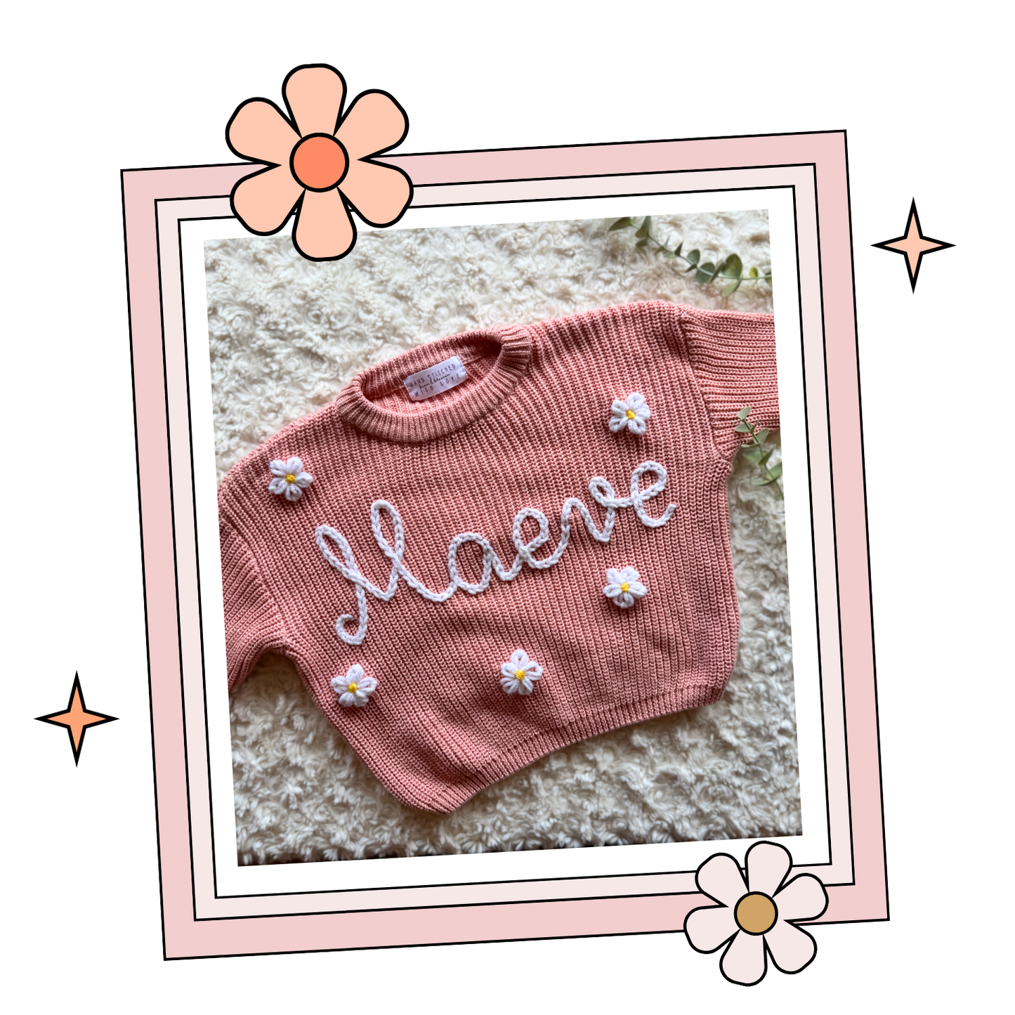 Custom Embroidered Sweater - Dark Apricot