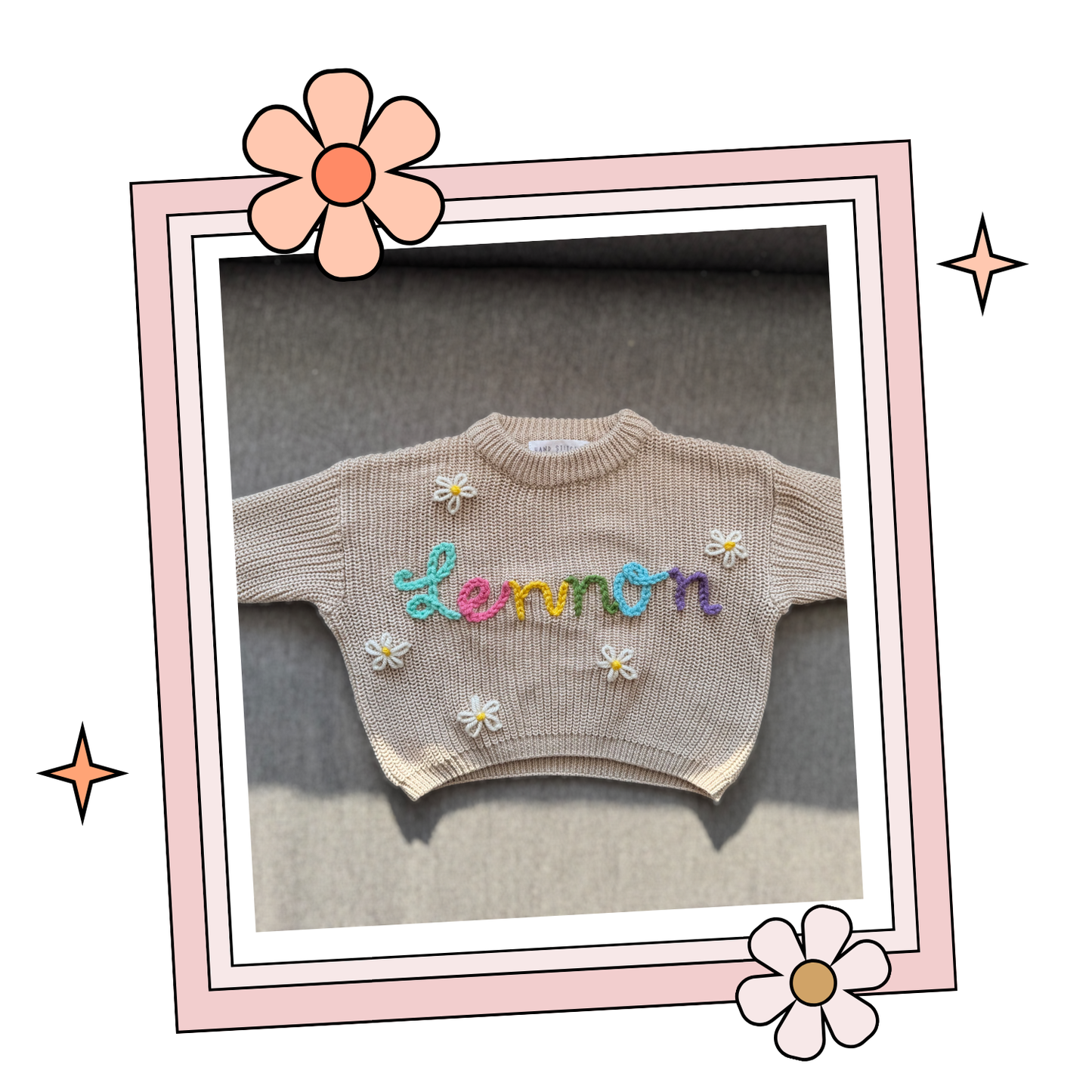 Custom Embroidered Sweater - Cafe Au Lait