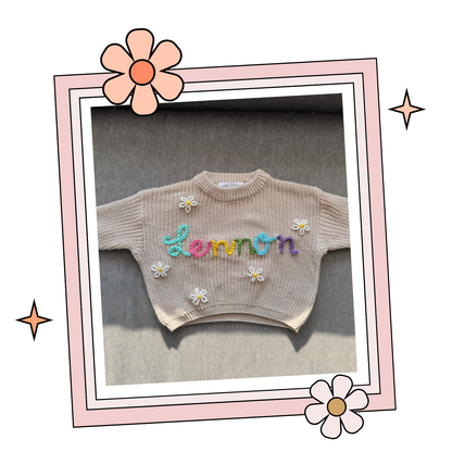 Custom Embroidered Sweater - Cafe Au Lait