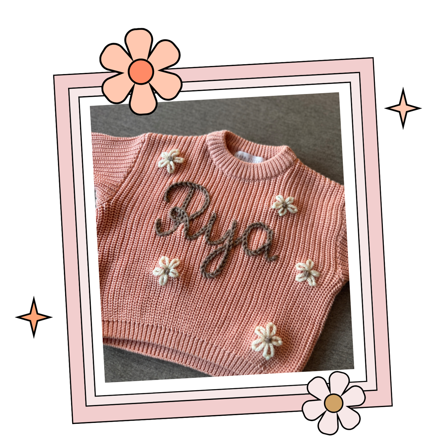 Custom Embroidered Sweater - Dark Apricot