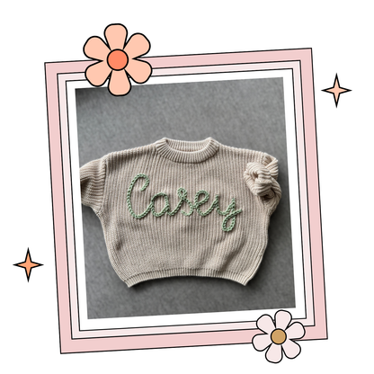 Custom Embroidered Sweater - Cafe Au Lait