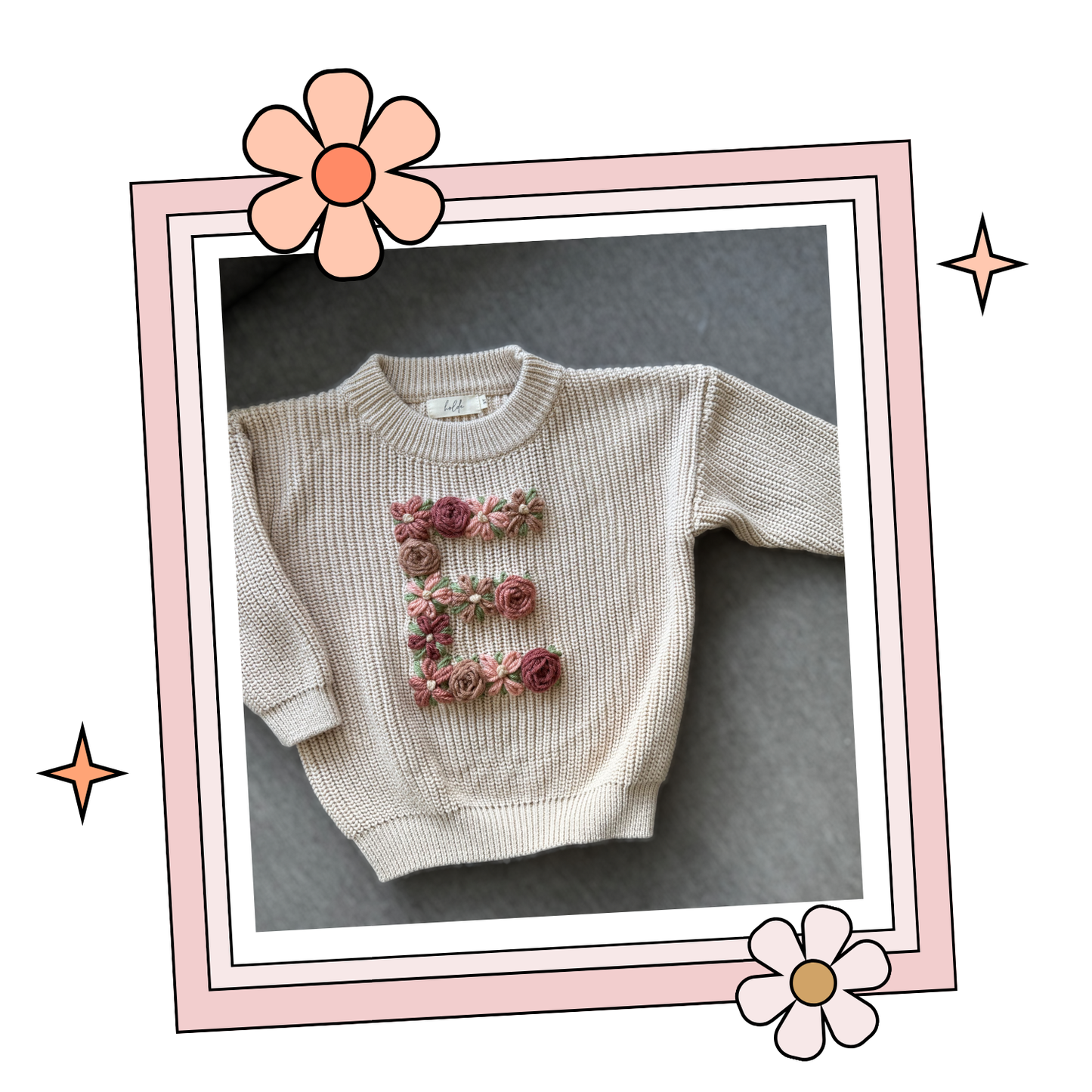 Custom Embroidered Sweater - Cafe Au Lait
