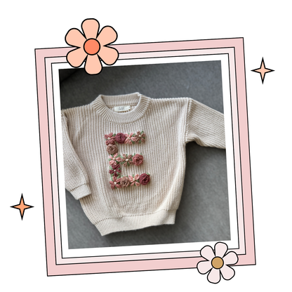 Custom Embroidered Sweater - Cafe Au Lait