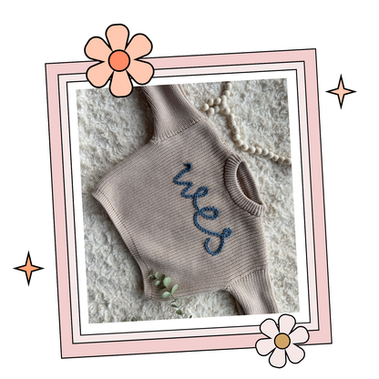 Custom Embroidered Sweater - Cafe Au Lait