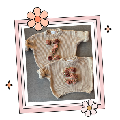 Custom Embroidered Sweater - Cafe Au Lait